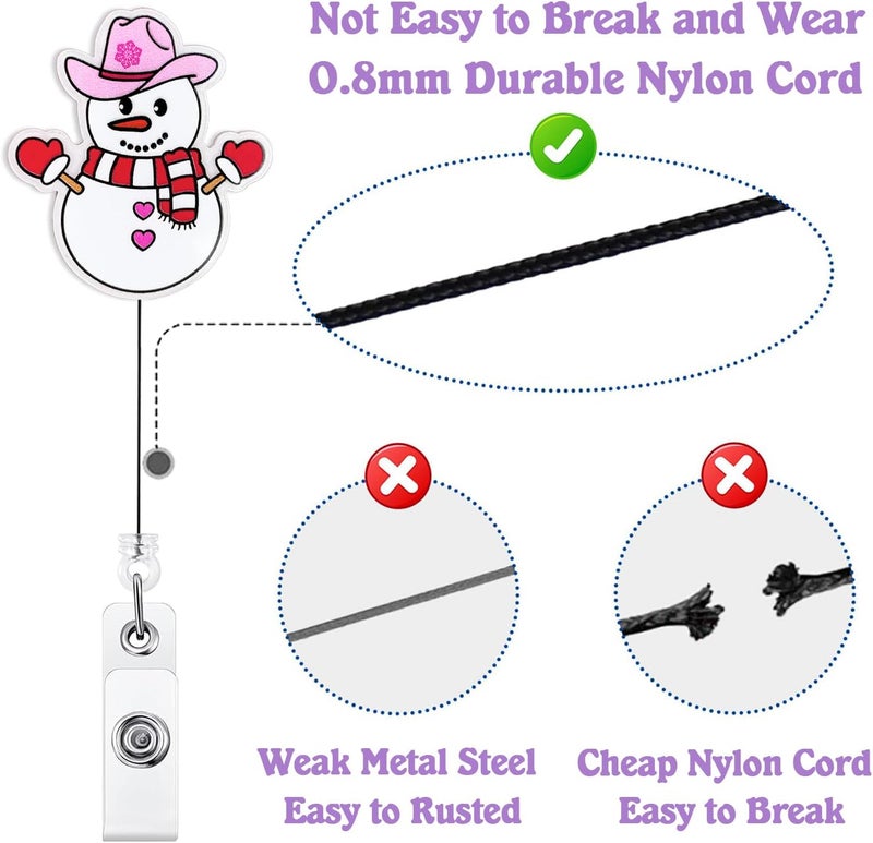 Bydevia Cute Cowgirl Snowman Badge Reel Retractable, Christmas Badge Reel for Nurse Nursing Student RN MA CNA LPN Medical Worker & Teacher, Funny Holiday Nurse Gifts, Winter Badge Holder with Alligator Clip - Image 4